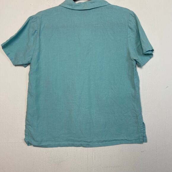 LA Blend 100% Linen Light Blue Embroidered Beaded Top Pants Set Size Medium - Picture 6 of 16